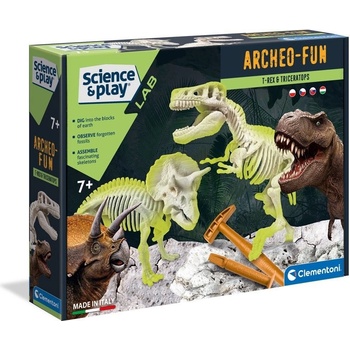 Clementoni Vykopávky 2v1 T Rex a Triceraptos