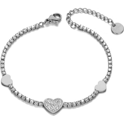Victoria Filippi Stainless Steel ocelový náramek se zirkony Stephanie srdíčko NRB19134-1/2 stříbrná