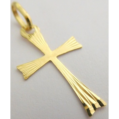 Klenoty Budín Gravírovaný zlatý křížek ze žlutého zlata přívěsek H596