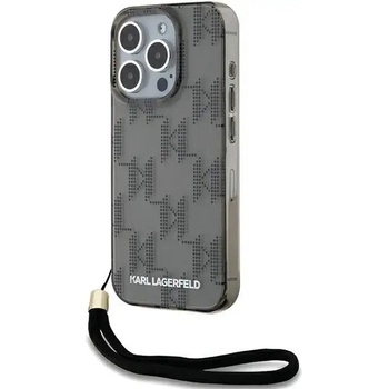 KARL LAGERFELD Кейс Karl Lagerfeld IML Mono KL Pattern & Cord за iPhone 15 Pro, черен (3666339258269)