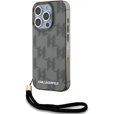 KARL LAGERFELD Кейс Karl Lagerfeld IML Mono KL Pattern & Cord за iPhone 15 Pro, черен (3666339258269)