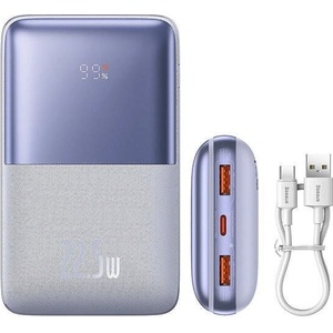 Baseus Външна батерия Baseus Bipow Pro 20000mAh 22.5W, дигитален дисплей, Fast Charge Powerbank, Purple + Cable USB to Type-C 0.3m (PPBD040305)