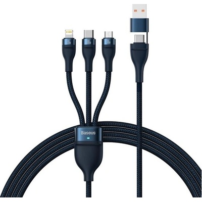 Baseus CASS030103 2 v 1 USB/Type-C – 3 v 1 Lightning/microUSB/Type-C 120cm tmavě modrý