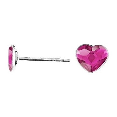 Nubis stříbrné se srdcem Crystals from Swarovski Fuchsia NB 0203 FU