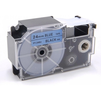 Pro Casio Съвместима лента с Casio XR-24BU1, 24mm x 8m, черен печат / син фон (XR-24BU1)