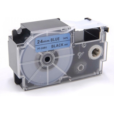 Compatible Съвместима лента с Casio XR-24BU1, 24mm x 8m, черен печат / син фон (XR-24BU1)