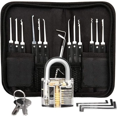 Mobilly комплект шперцове LockPick 17 в 1 с прозрачна тренировъчна ключалка (ML0019)