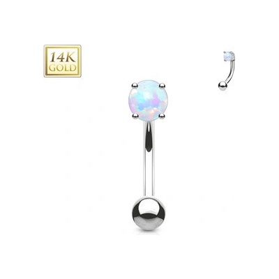 Šperky4U zlatý piercing do obočí s opálem ZL01008-WG