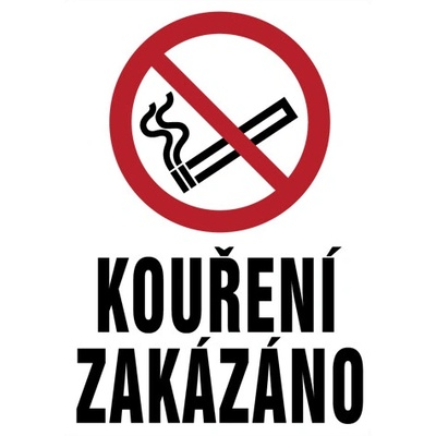Značka Kouření zakázáno, samolepicí fólie, 297 × 420 mm BZ FF194
