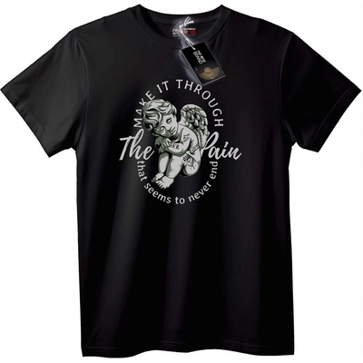 NOONEBRAND Тениска Херувим: Премини Болката - XL, Black