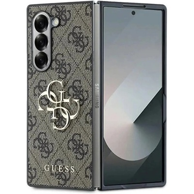 GUESS Кожен 4G калъф с метално лого Guess за Samsung Galaxy Z Fold 6 - кафяв (3666339313159)