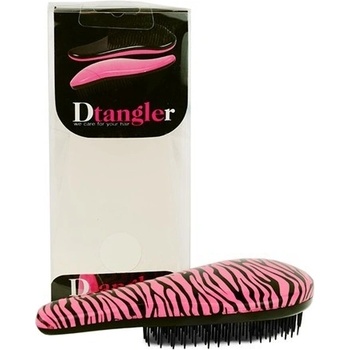 Detangler kartáč na rozčesávání vlasů s rukojetí růžová zebra