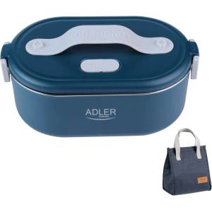 Adler Електрическа кутия за обяд Adler AD 4522, 45W, 0.8 л, До 70C, Съд от неръждаема стомана, Термочанта, Син (AD 4522 - blue)