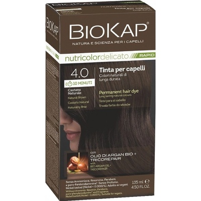 BioKap Nutricolor Delicato Rapid Permanent Hair Color 135 ml боя без амоняк 4.0 Natural Brown