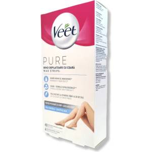 Veet депилиращи ленти за тяло, Pure, 20 броя (двойни ленти)