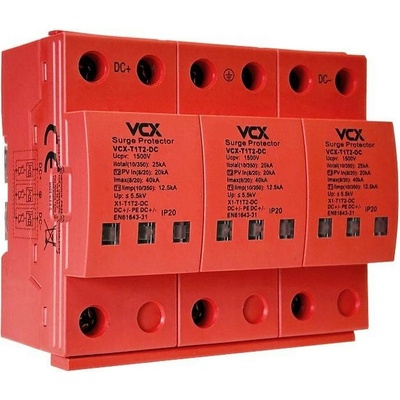 VCX DC přepěťová ochrana třída T1T2 (B+C) 3P 1500V 12.5kA RED