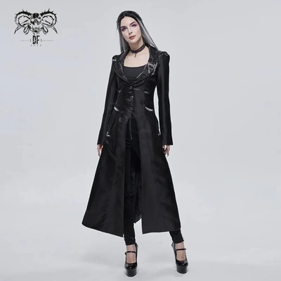 Devil fashion дамско палто DEVIL FASHION - Daily darkness, с лек блясък, миди дължина - CT181