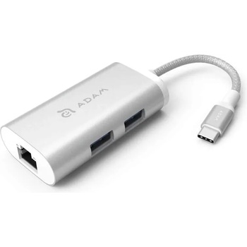 ADAM elements Casa Hub eC301 - USB-C хъб с 2 USB изхода и Gigabit Ethernet порт за устройства с USB-C порт (сребрист)