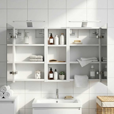 vidaXL Комплект шкафове за баня с рафт с врата 3 pcs 80 x 10, 5 x 50 см (3403656)