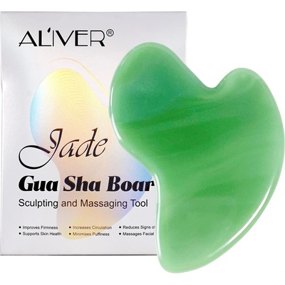 Aliver Jade Gua Sha Board masážna pomôcka Dark Green