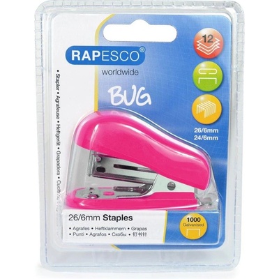 Rapesco Телбод Bug, 26/6, за 12 листа, наситенорозов, с вклю (1055120011)