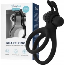 Easytoys Share Ring Double Vibrating Cock Ring with Rabbit Ears Black