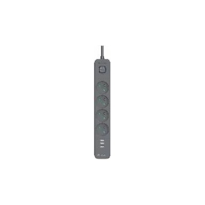 Tracer Power Line+ mobile ready power strip 1.5 m (4 sockets + 3x USB A, 5V 2.4A)