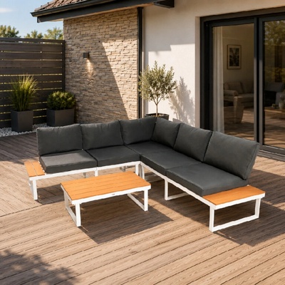 Furnigo Zahradní kovový set Malaga bílý/antracit polštáře