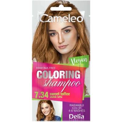Delia Cosmetics Cameleo Оцветяващ шампоан саше, 7.34 Sweet Toffee, 40 ml