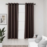 Pure Line Home Завеси с ленена текстура в цвят таупе с метални халки, 2 бр. , 140 x 175 см
