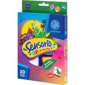 ASTRA Комплект самовтърдяваща се глина (бъзросъхнеща), Astra, Sensorio Kids Dinosaurs, 10 цвята (AS336123022)