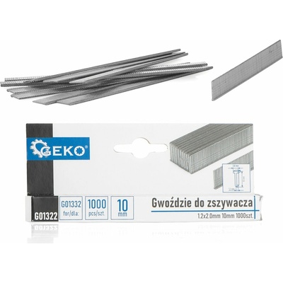 Hrebíky do sešívačky 1,2 × 2,0 mm, dĺžka 10 mm, 1000 ks (200 páskov) – Geko