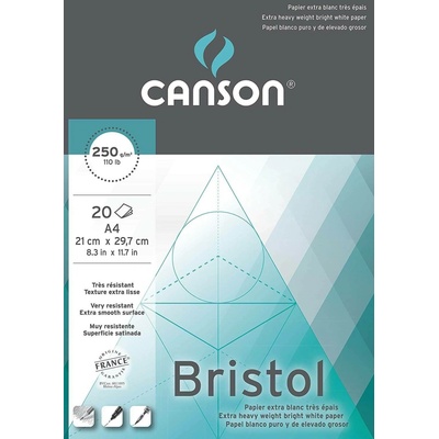 Grafický papír Canson Ilustration Bristol - blok A4, 250 g, 20 listů, lepený