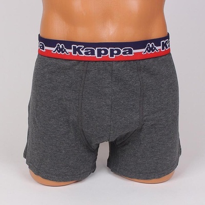 Мъжки боксер в тъмносиво с външен ластик и надпис