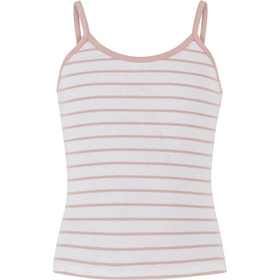 Тениска Urban classics Striped Rib Basic sleeveless T-shirt - White (White / Powder Rose)