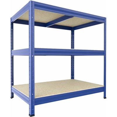 Biedrax Regál do technickej miestnosti 60 x 90 x 90 cm, modrý, 3 police OSB 10 mm, nosnosť 200 kg na policu