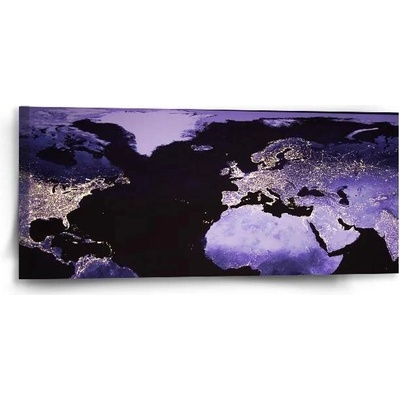 Sablio Obraz Světelná mapa světa - 110x50 cm