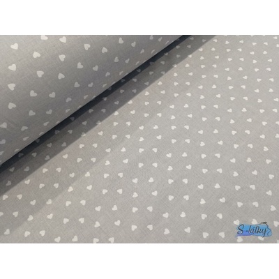 Bílá srdíčka na šedé - KUS 37cm
