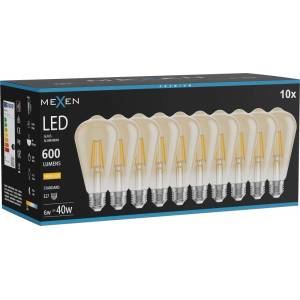 Mexen Vintis 10x LED филамент крушка E27, ST64, 6W, Топло - 2700K, 600 lm, кехлибар (L152-E27-0627-50x10)