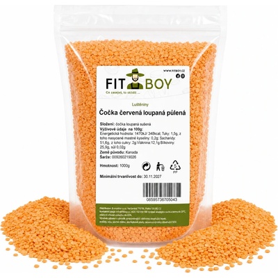 Fitboy červená lúpaná šošovica polená 1000 g