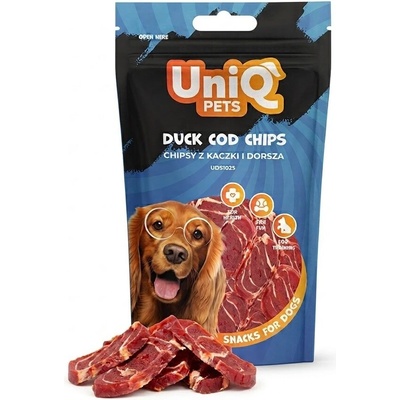 Uniq Pets Dog Snacks Meaty Duck and Cod Chips лакомства за кучета с патица и треска, 80 г