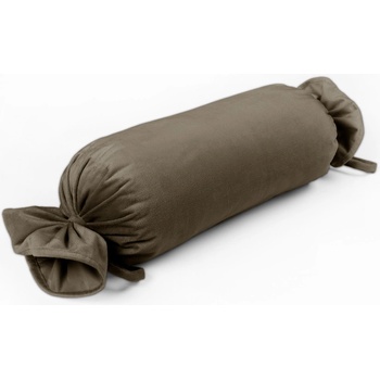 Biante Zamatový vankúš valec bonbon SV-031 Hnědá khaki 15x40