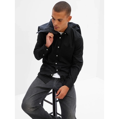 Gap pánska košeľa V-LS slim stretch poplin čierna