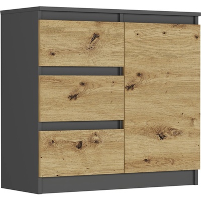 Framire Komoda antracit mix artisan 80 x 76 x 33 cm R-80-S3