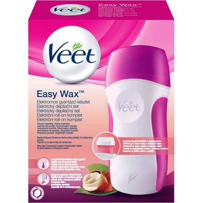 Veet EasyWax ohřívač vosku + vosková náplň 50 ml + depilační pásky 12 ks + Perfect Finish jemné čisticí ubrousky 4 ks + stojan dárková sada