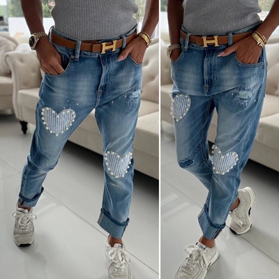 V&V jeans s perličkvou aplikací modré