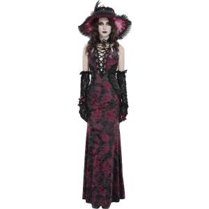 Devil fashion дамски дълги рокли DEVIL FASHION - Gothic Reverie - черни/винени - SKT25302