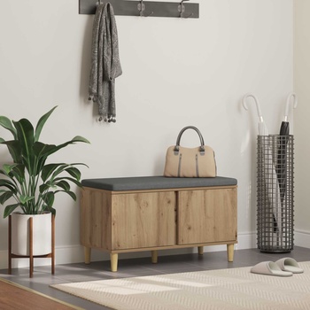 vidaXL Пейка за коридор с възглавница с врата Дъб 60 x 38 x 46 см (891535)