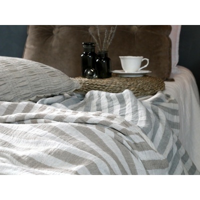 Chic Antique Béžovo taupe pruhovaný pléd so strapcami Stripes 130x170