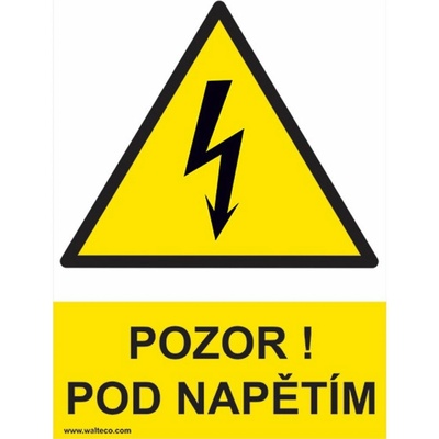 Walteco Pozor! Pod napětím 210x297mm, formát A4, plastová tabulka , 20025